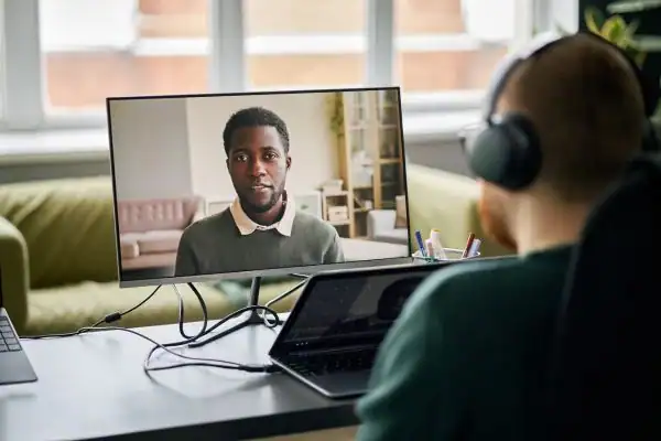 Man attending online mediation Birtley MIAMS session